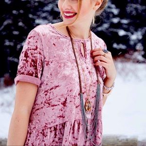 Alter’d State Mauve Crushed Velvet Shirt